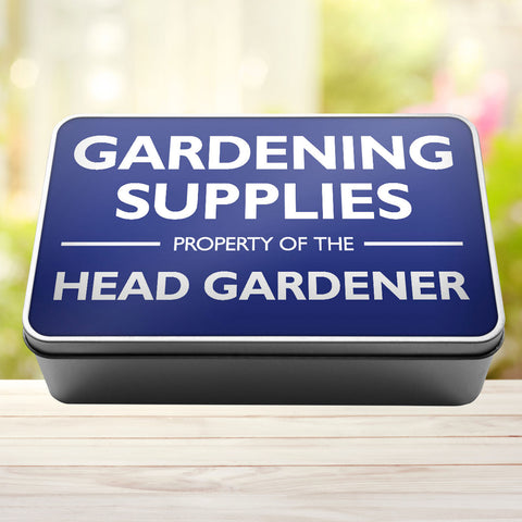 Buy royal-blue Gardening Supplies Property Of The Head Gardener Storage Rectangle Tin