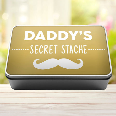 Buy gold Daddy&#39;s Secret Stache Stash Tin Storage Rectangle Tin