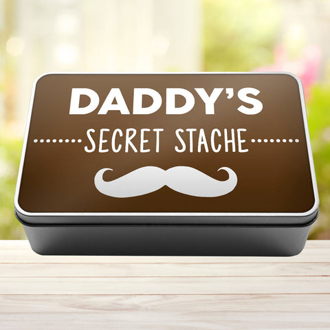 Daddy's Secret Stache Stash Tin Storage Rectangle Tin