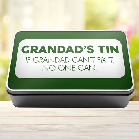 Buy green Grandad&#39;s Tin If Grandad Can&#39;t Fix It No One Can Tin Storage Rectangle Tin