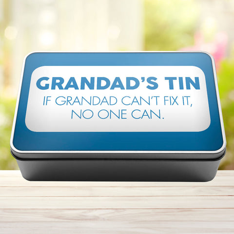 Buy sky-blue Grandad&#39;s Tin If Grandad Can&#39;t Fix It No One Can Tin Storage Rectangle Tin