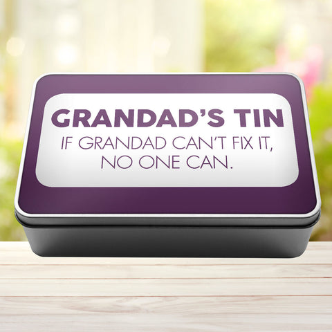 Buy purple Grandad&#39;s Tin If Grandad Can&#39;t Fix It No One Can Tin Storage Rectangle Tin