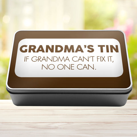 Buy brown Grandma&#39;s Tin If Grandma Can&#39;t Fix It No One Can Tin Storage Rectangle Tin