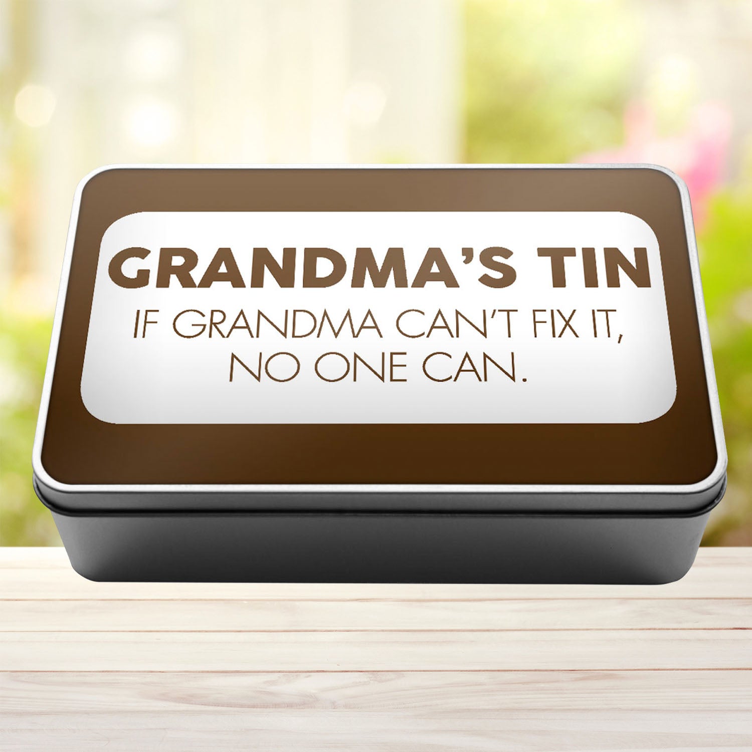 Grandma's Tin If Grandma Can't Fix It No One Can Tin Storage Rectangle Tin