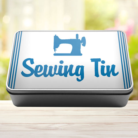 Buy sky-blue Sewing Tin Storage Rectangle Tin