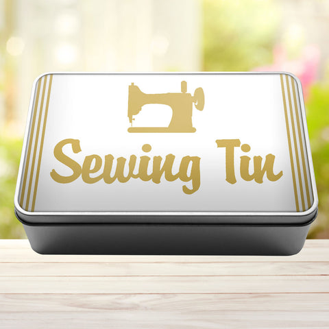 Buy gold Sewing Tin Storage Rectangle Tin