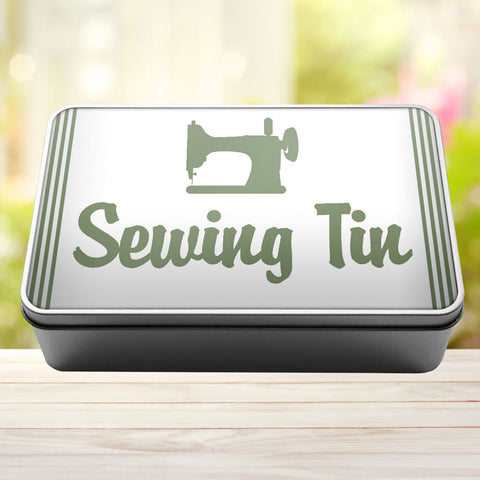Buy sage-green Sewing Tin Storage Rectangle Tin
