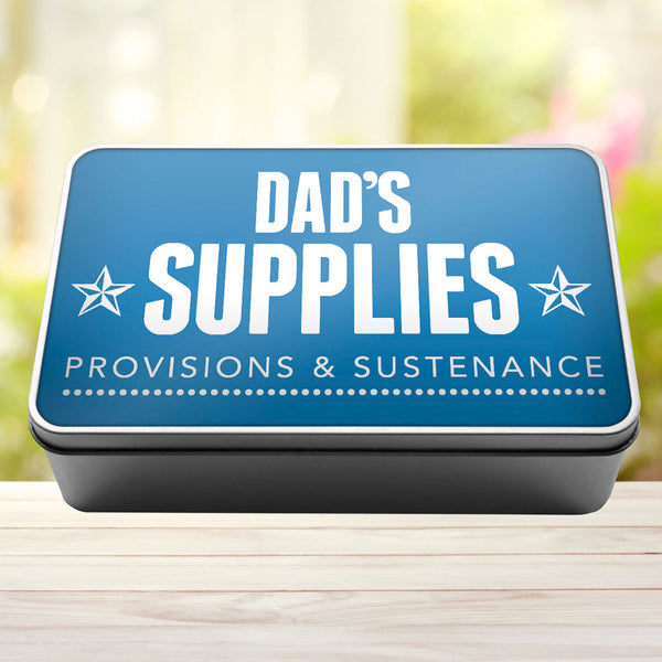Dad's Supplies Provisions and Sustenance Tin Storage Rectangle Tin - 13