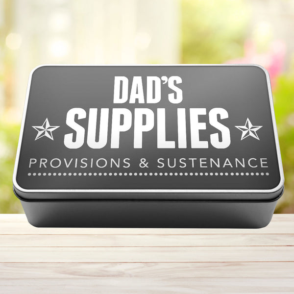 Dad's Supplies Provisions and Sustenance Tin Storage Rectangle Tin - 1