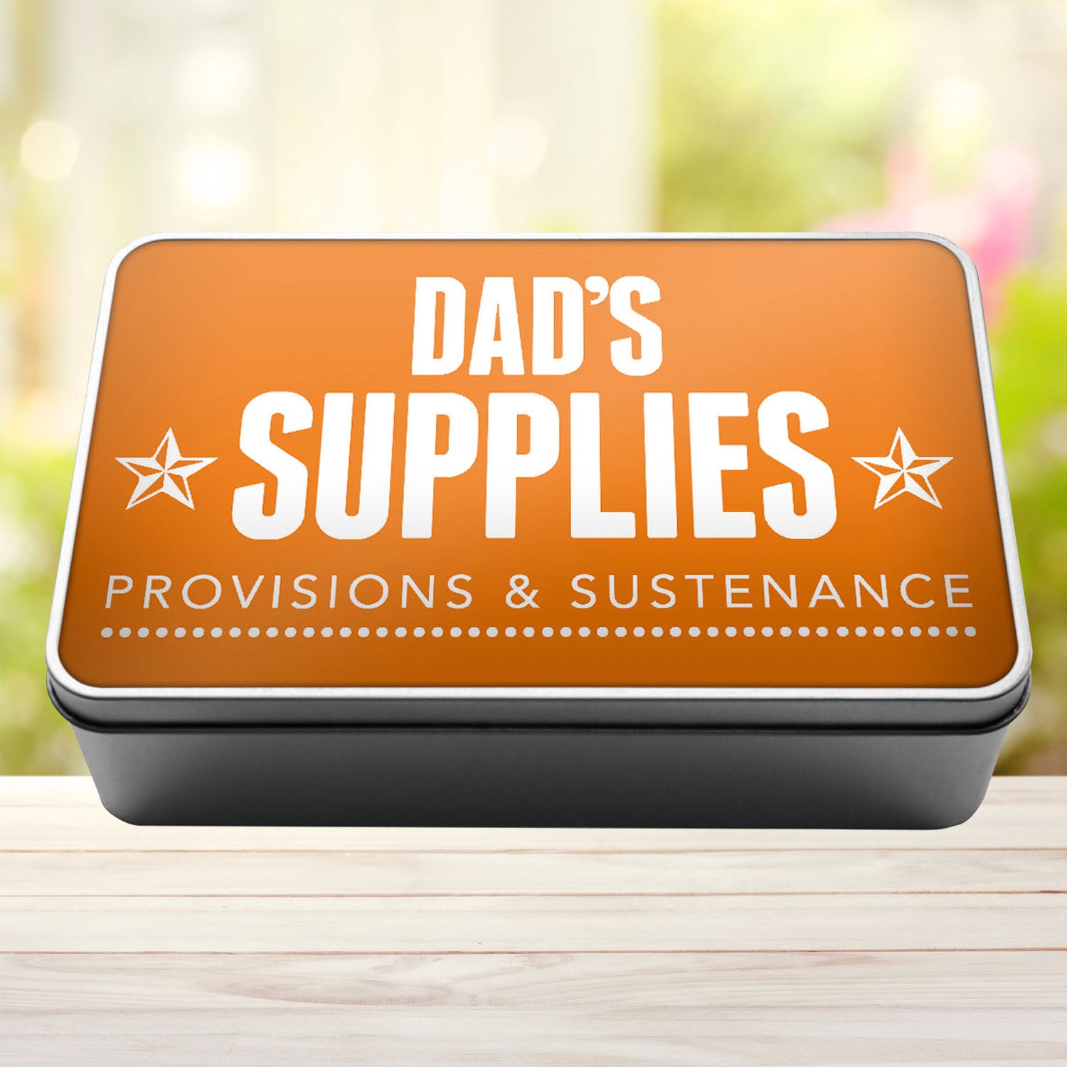 Dad's Supplies Provisions and Sustenance Tin Storage Rectangle Tin