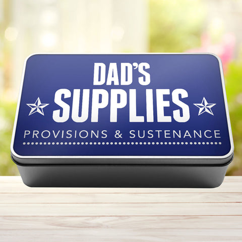 Buy royal-blue Dad&#39;s Supplies Provisions and Sustenance Tin Storage Rectangle Tin