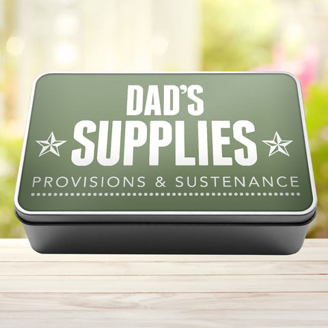 Buy sage-green Dad&#39;s Supplies Provisions and Sustenance Tin Storage Rectangle Tin