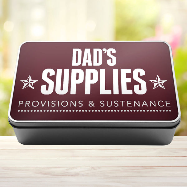 Dad's Supplies Provisions and Sustenance Tin Storage Rectangle Tin - 4