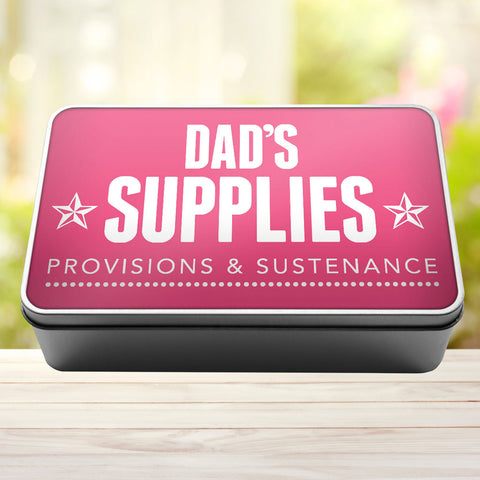 Buy pink Dad&#39;s Supplies Provisions and Sustenance Tin Storage Rectangle Tin