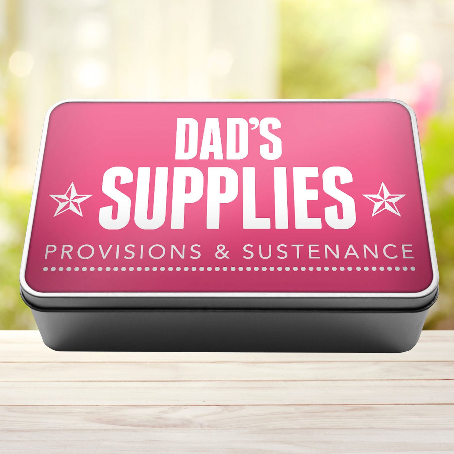 Dad's Supplies Provisions and Sustenance Tin Storage Rectangle Tin