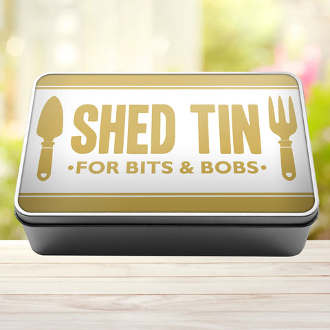 Buy gold Shed Tin For Bits And Bobs Storage Rectangle Tin