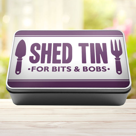 Buy purple Shed Tin For Bits And Bobs Storage Rectangle Tin