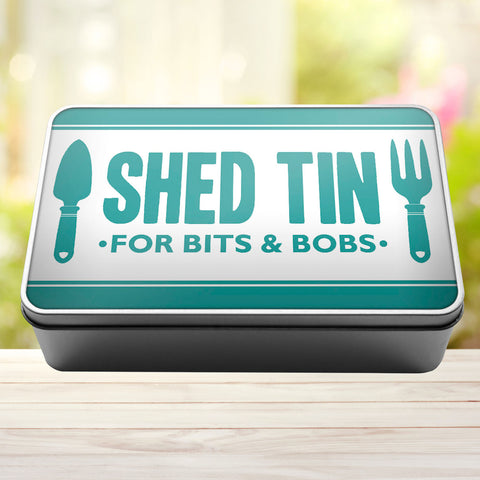Buy sky-blue Shed Tin For Bits And Bobs Storage Rectangle Tin