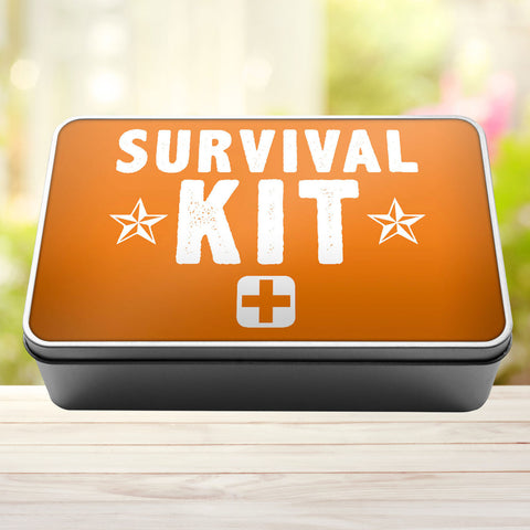 Buy orange Survival Kit Storage Rectangle Tin
