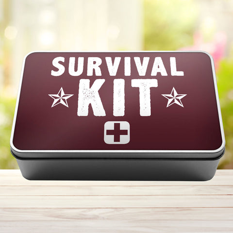 Buy burgundy Survival Kit Storage Rectangle Tin