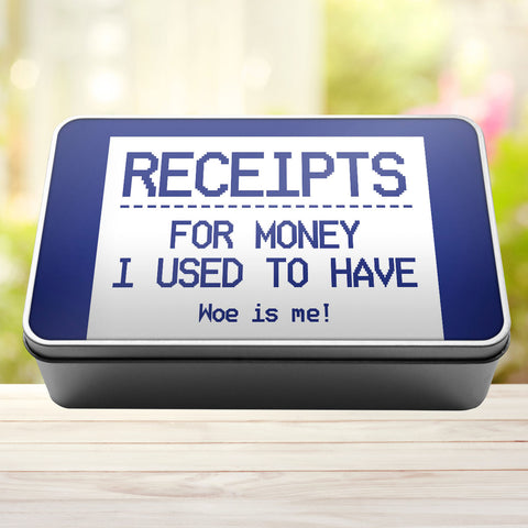 Buy royal-blue Receipts For Money I Used To Have Woe Is Me Tin Storage Rectangle Tin