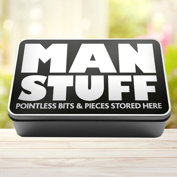 Man Stuff Pointless Bits And Pieces Stored Here Tin Storage Rectangle Tin - 3