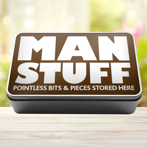 Buy brown Man Stuff Pointless Bits And Pieces Stored Here Tin Storage Rectangle Tin