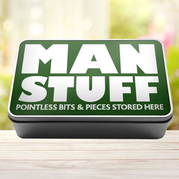 Man Stuff Pointless Bits And Pieces Stored Here Tin Storage Rectangle Tin - 7