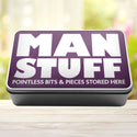Man Stuff Pointless Bits And Pieces Stored Here Tin Storage Rectangle Tin - 10