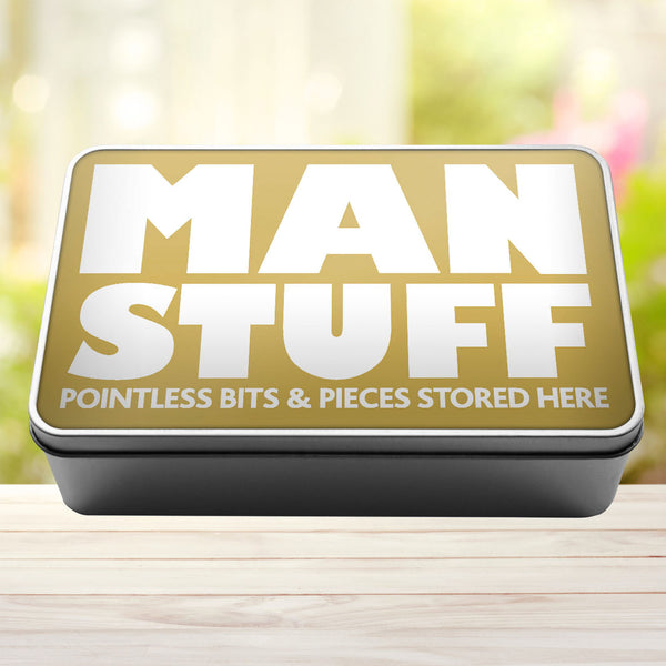 Man Stuff Pointless Bits And Pieces Stored Here Tin Storage Rectangle Tin - 6