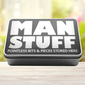 Man Stuff Pointless Bits And Pieces Stored Here Tin Storage Rectangle Tin - 1