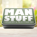 Man Stuff Pointless Bits And Pieces Stored Here Tin Storage Rectangle Tin - 12