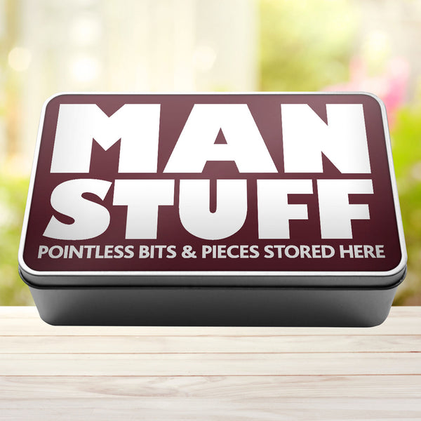 Man Stuff Pointless Bits And Pieces Stored Here Tin Storage Rectangle Tin - 5
