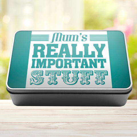 Buy turquoise Mum&#39;s Really Important Stuff Tin Storage Rectangle Tin
