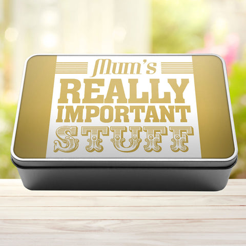 Buy gold Mum&#39;s Really Important Stuff Tin Storage Rectangle Tin