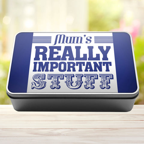 Buy royal-blue Mum&#39;s Really Important Stuff Tin Storage Rectangle Tin