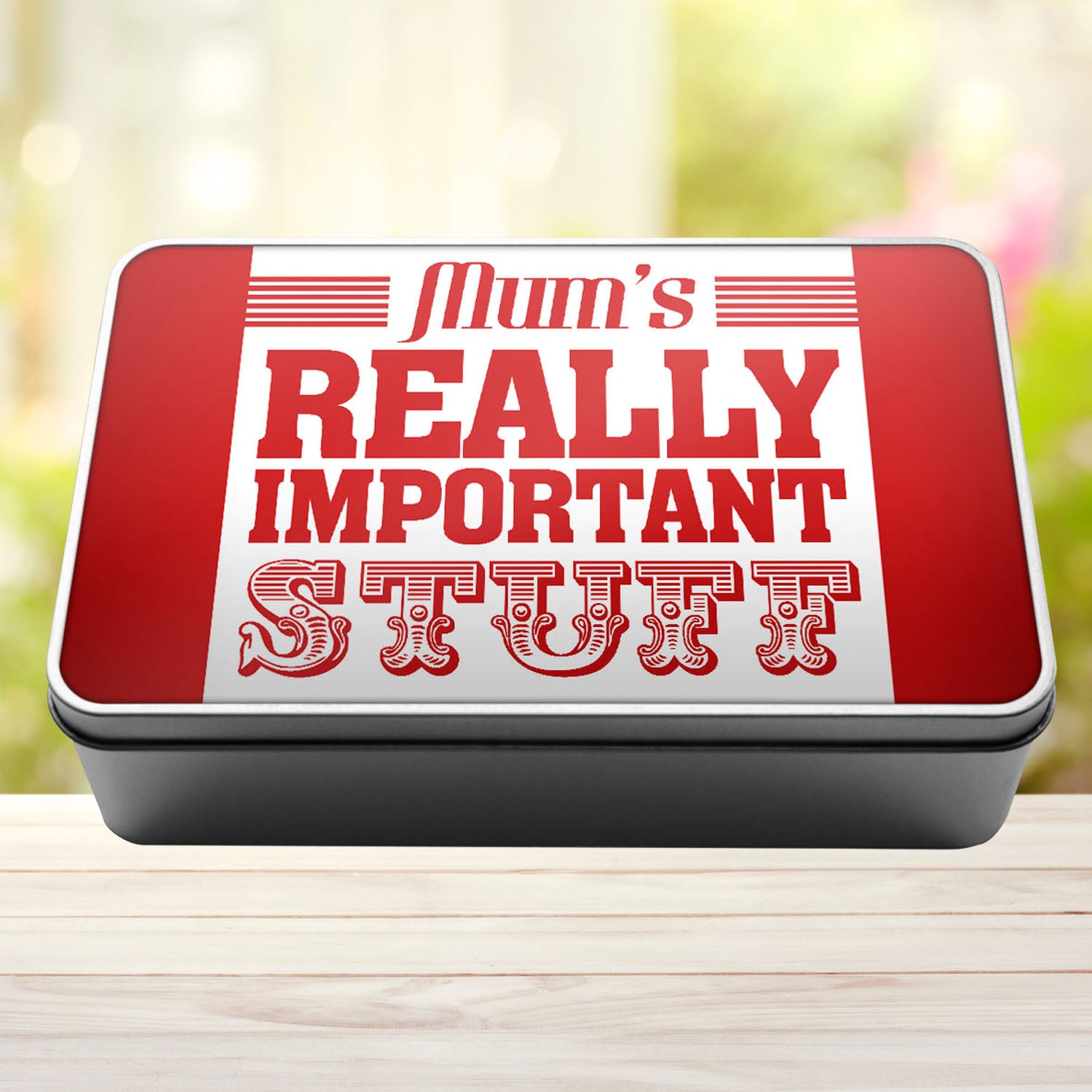 Mum's Really Important Stuff Tin Storage Rectangle Tin