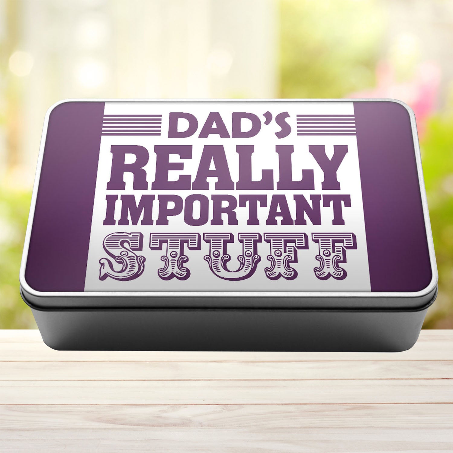 Dad's Really Important Stuff Tin Storage Rectangle Tin