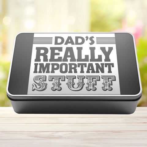 Buy grey Dad&#39;s Really Important Stuff Tin Storage Rectangle Tin