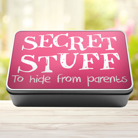 Buy pink Secret Stuff To Hide From Parents Tin Storage Rectangle Tin