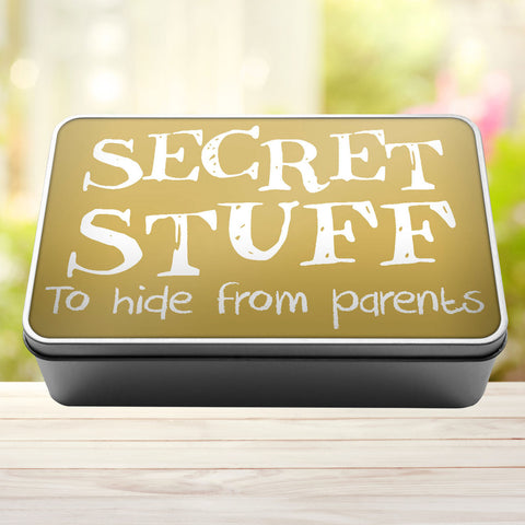 Buy gold Secret Stuff To Hide From Parents Tin Storage Rectangle Tin