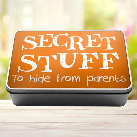Buy orange Secret Stuff To Hide From Parents Tin Storage Rectangle Tin