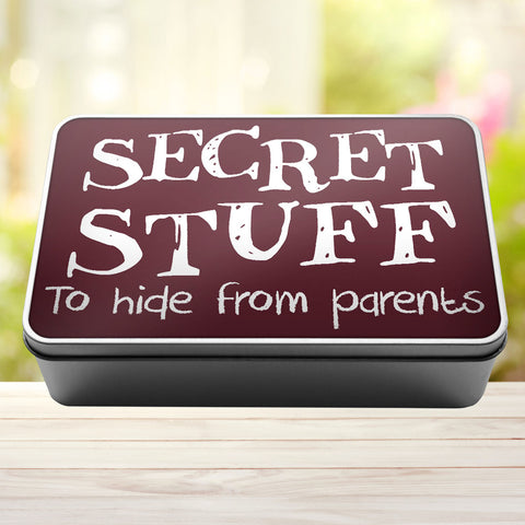 Buy burgundy Secret Stuff To Hide From Parents Tin Storage Rectangle Tin