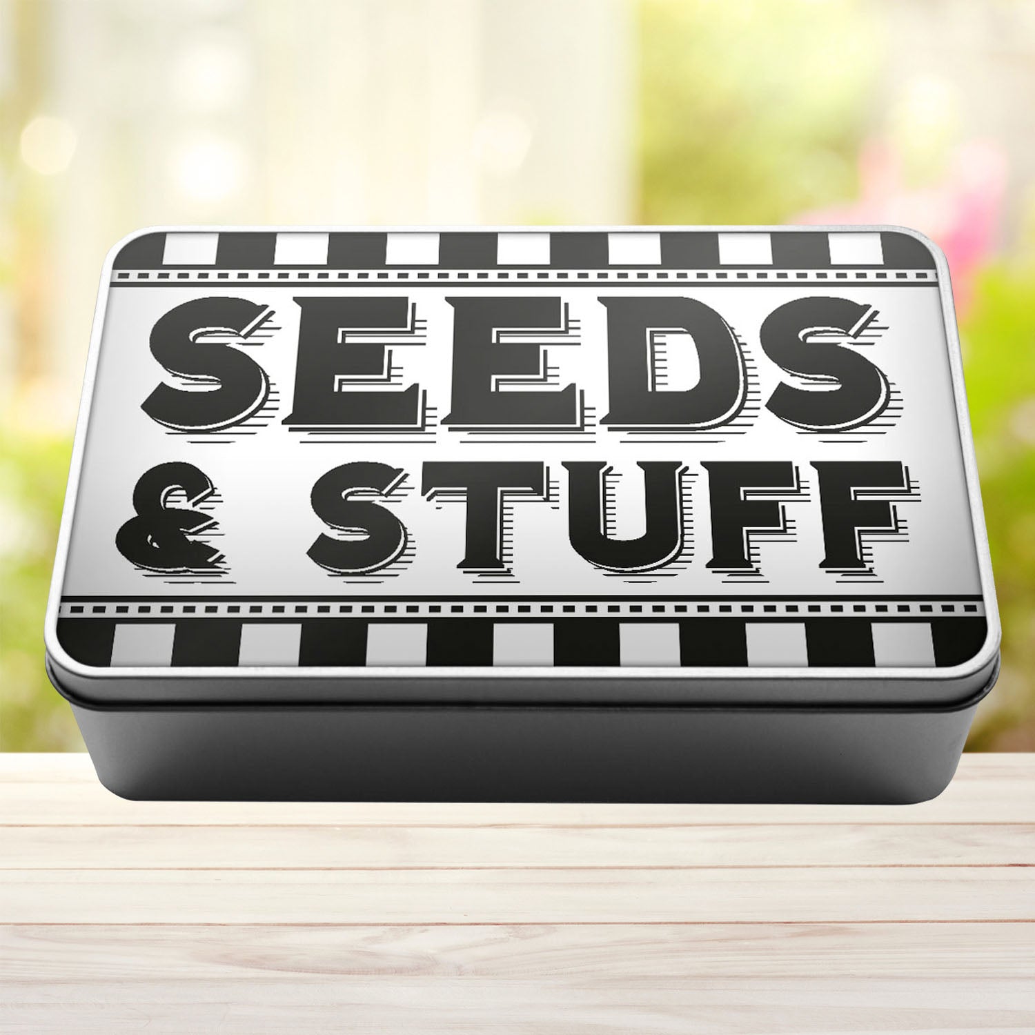 Seeds And Stuff Tin Storage Rectangle Tin