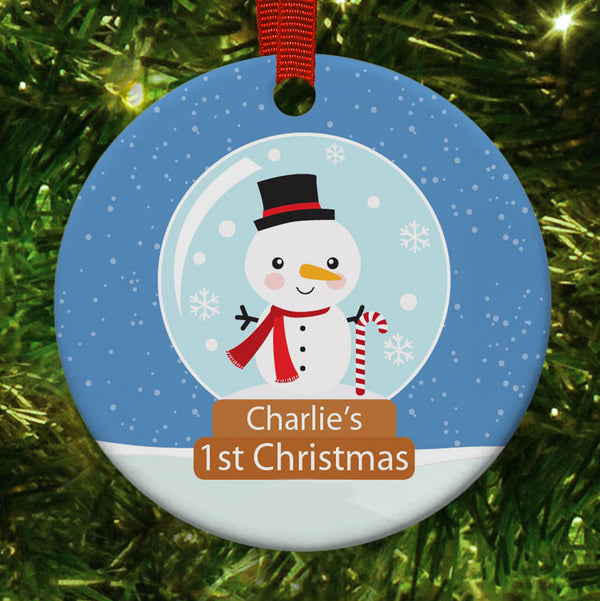Personalised First Christmas Snowman Christmas Decoration - 1
