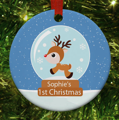 Personalised First Christmas Reindeer Christmas Decoration