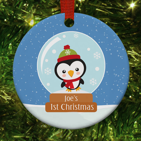 Personalised First Christmas Penguin Christmas Decoration