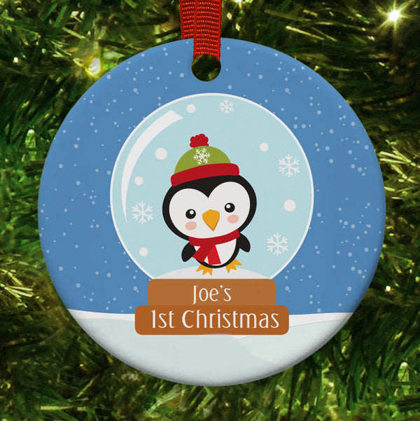 Personalised First Christmas Penguin Christmas Decoration - 1