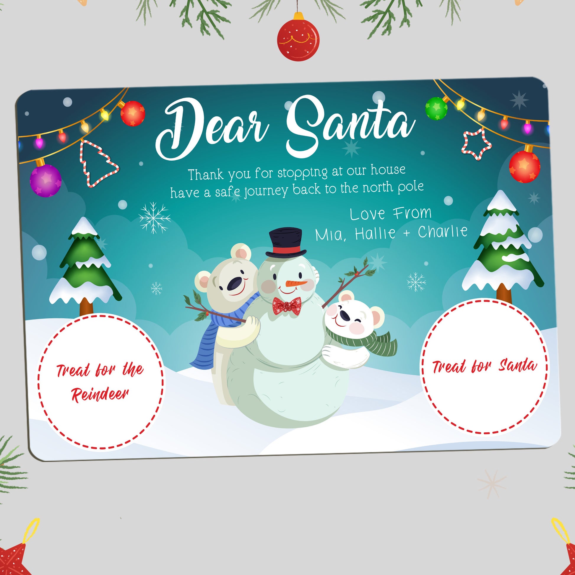 Christmas Place Mat For Santa And Rudolph Treats Design - Perham Prints