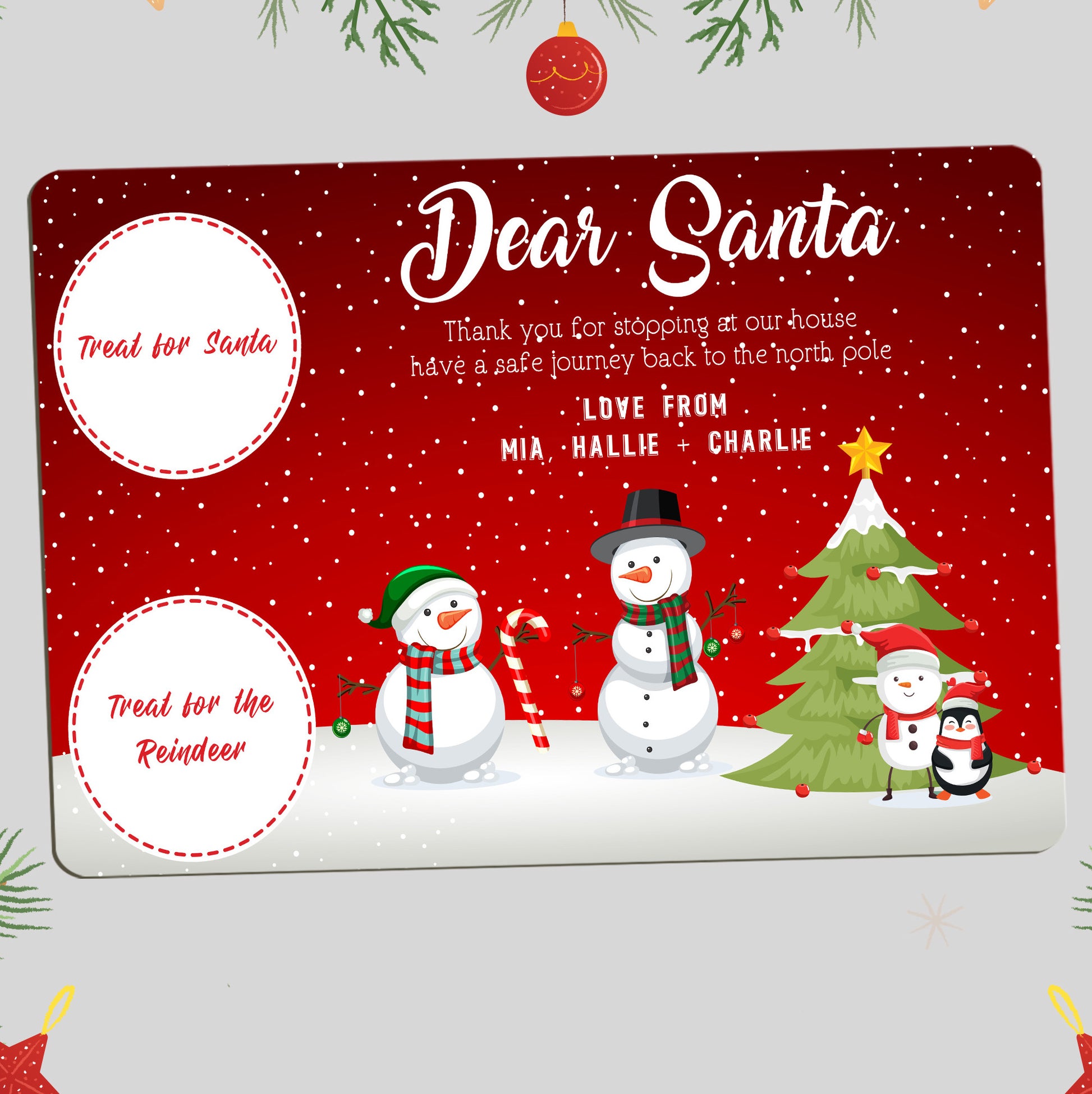 Christmas Place Mat For Santa And Rudolph Treats Design - Perham Prints
